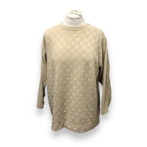 Style New York VTG Women’s Long Sleeve Knit Top VTG 90s Oversized Textured Tan M